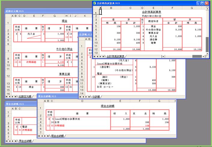 個人事業主向け青色申告複式簿記会計のフリーソフトです